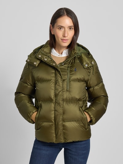 Polo Ralph Lauren Daunenjacke mit verdecktem Reißverschluss und Eingrifftaschen Oliv 4