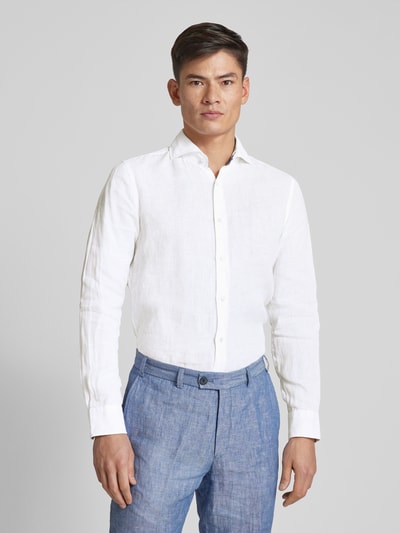 JOOP! Collection Slim Fit Business-Hemd aus Leinen mit Haifischkragen Modell 'Pai' Weiss 4