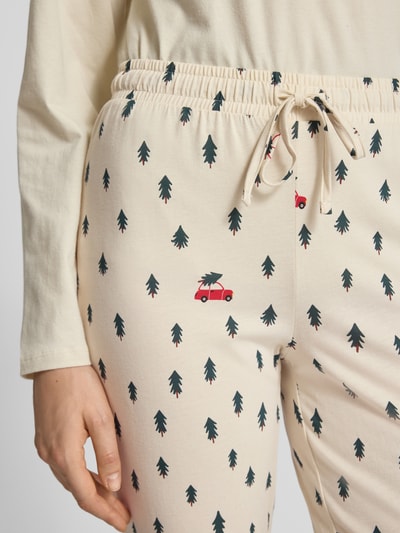 Jake*s Casual Pyjama-Hose mit elastischem Bund und Tunnelzug Ecru 3