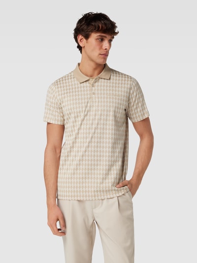 Karl Lagerfeld Regular fit poloshirt met all-over motief Zand - 4