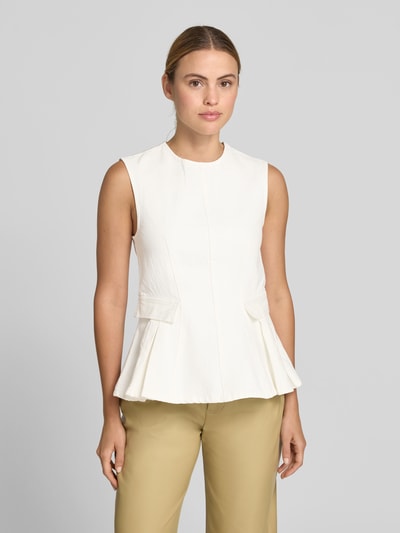 ROTATE Peplum Top in Denim-Optik Weiss 4