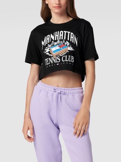 Tommy Jeans Cropped T-Shirt mit Motiv-Print Black 4