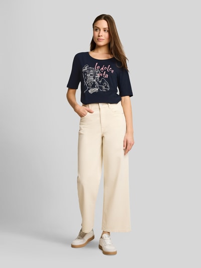 Tom Tailor Regular Fit T-Shirt aus Baumwoll-Mix mit Motiv-Print Marine 1