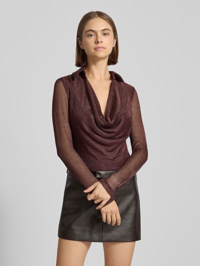 Bardot Body aus Viskose-Mix mit Umlegekragen Modell 'LOREL' Bordeaux 4