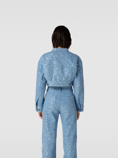 ROTATE Cropped Hemdjacke mit Paillettenbesatz Jeansblau 5