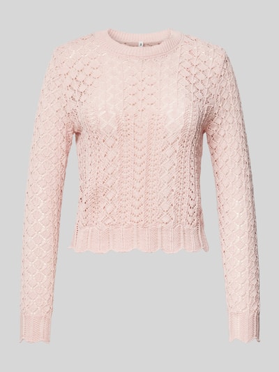 Only Regular Fit Strickpullover aus Struktur Strick Modell 'SAGA' Rosa 2