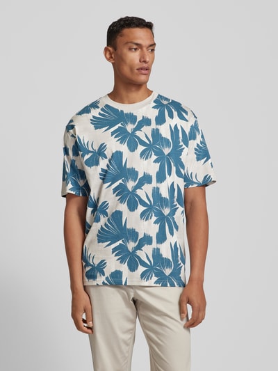 MCNEAL T-shirt met all-over bloemenprint Petrol - 4