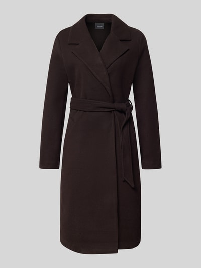 VERO MODA Webpelzmantel mit Bindegürtel Schoko 1