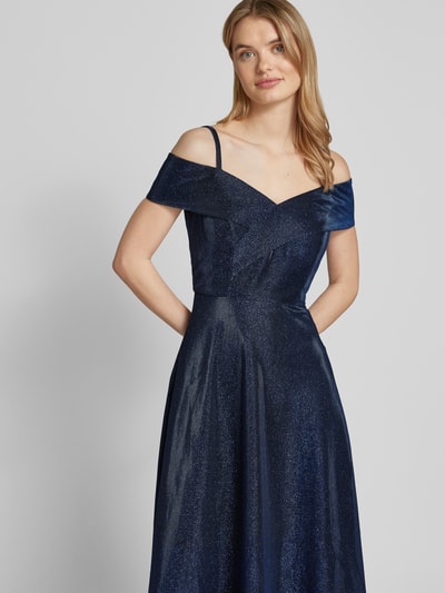 Christian Berg Cocktail Cocktailkleid mit gelegten Falten Marine Melange 3