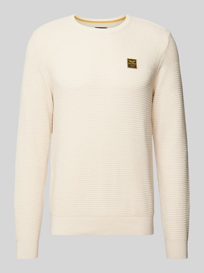 PME Legend Gebreide pullover met labelpatch Offwhite - 2