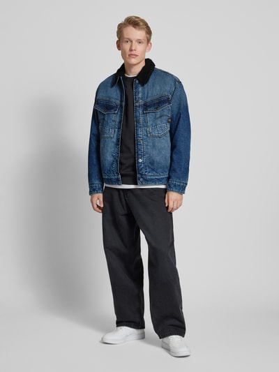 G-Star Raw Jeansjack met voering van imitatiebont Donkerblauw - 1