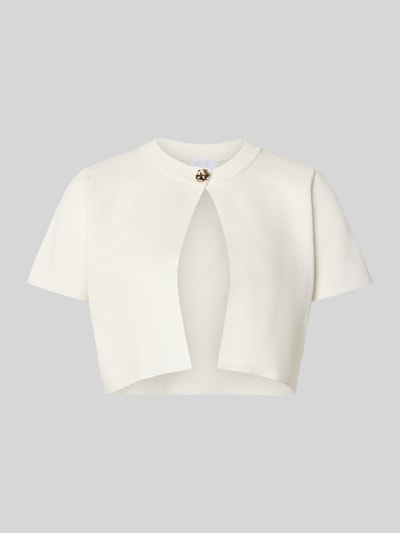 Produktfoto, cremeweißer Regular Fit Bolero mit 1-Knopf-Verschluss von Jake*s Cocktail, strukturierte Oberfläche, neutraler Hintergrund.
