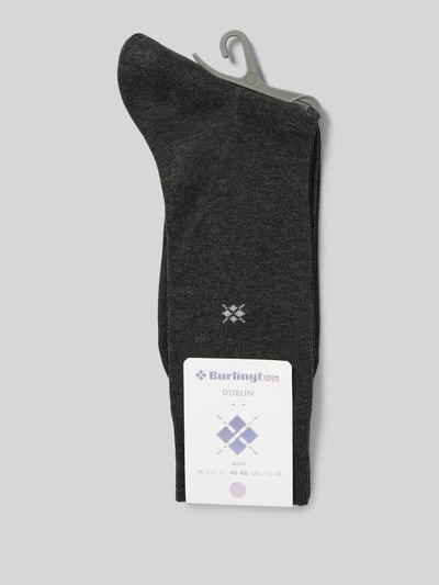 Burlington Socken mit Label-Print Modell 'Dublin' Anthrazit 3