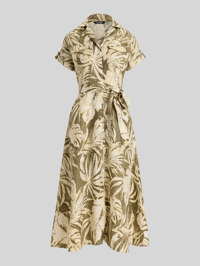 Lauren Ralph Lauren Jurk van puur linnen met strikceintuur Kaki - 2