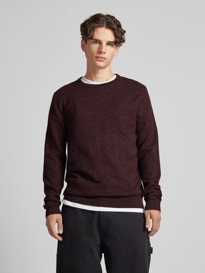 Jack & Jones Strickpullover mit Rundhalsausschnitt Modell 'OTTO' Bordeaux 4