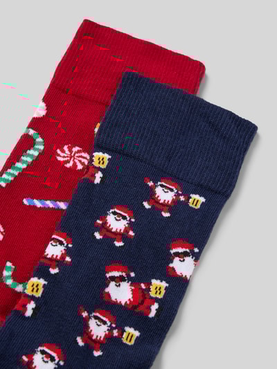 Christian Berg Men Socken mit geripptem Abschluss Dunkelrot 2