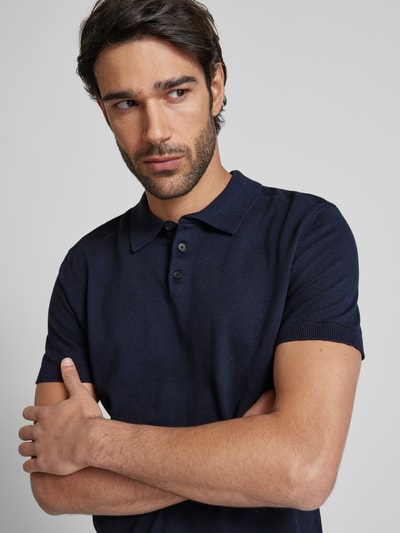 SELECTED HOMME Poloshirt mit elastischen Abschlüssen Blau Melange 3