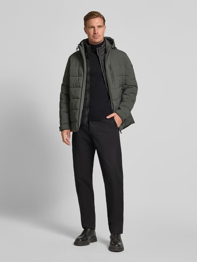 bugatti Pikowana kurtka z kapturem i kieszeniami zapinanymi na zamek błyskawiczny Grafitowy 1