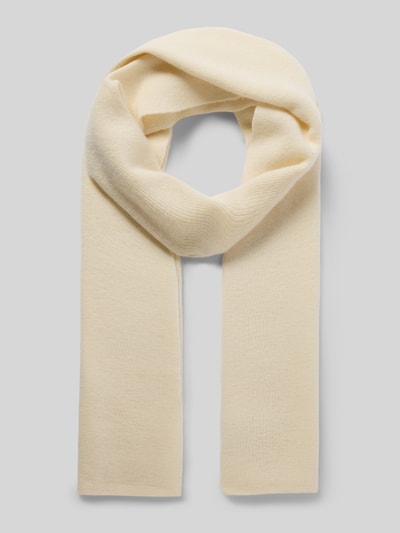 Knowledge Cotton Apparel Szal wełniany z detalem z logo Złamany biały 1