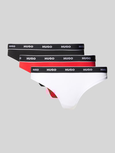 HUGO String van katoenmix in een set van 3 stuks, model 'THONG' Rood - 1