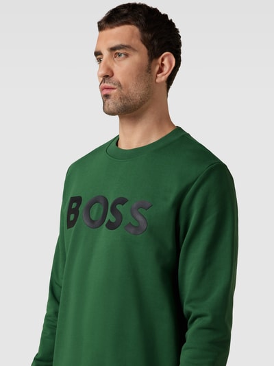 BOSS Sweatshirt met labelprint, model 'Soleri' Groen - 3