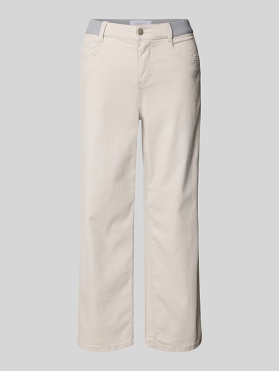 Produktfoto, Caprijeans mit elastischem Bund Modell 'Linn' von Angels in heller Baumwoll-Mix-Optik mit Stretch, verkürzter Passform, sichtbare Eingrifftaschen.