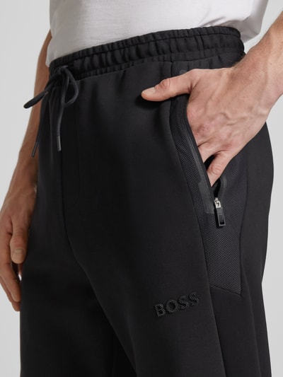 BOSS Green Sweatpants met labelapplicatie, model 'Hadim' Zwart 3