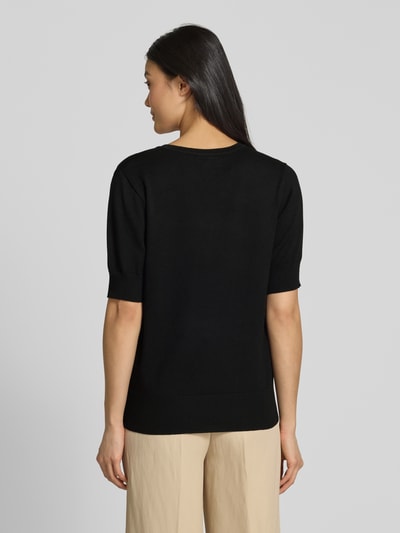 FREE/QUENT Gebreid shirt met V-hals, model 'Katie' Zwart - 5
