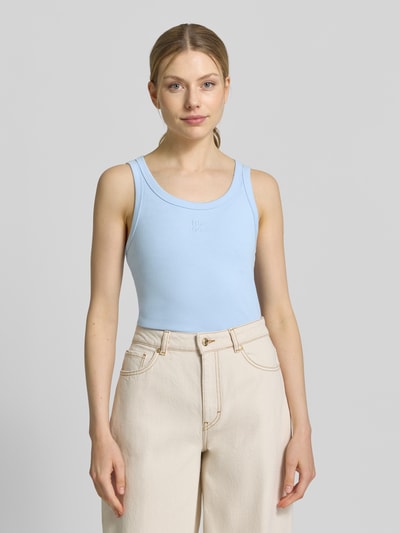 HUGO Top o kroju slim fit z mieszanki bawełny model „DATAMIA” Jasnoniebieski 4