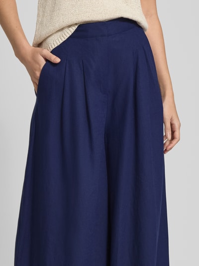 Stefanel Wide fit stoffen broek van een mix van linnen en viscose met plooien Marineblauw - 3