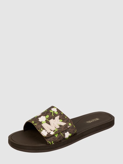 MICHAEL Michael Kors Slides mit Logo-Muster  Dunkelbraun 1