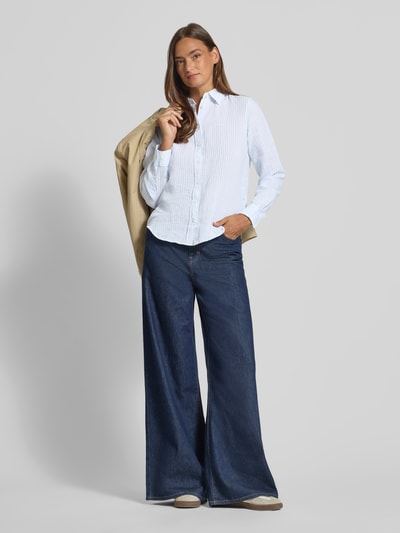 GANT Regular Fit Leinenbluse mit Hemdblusenkragen und Label-Stitching Hellblau 1