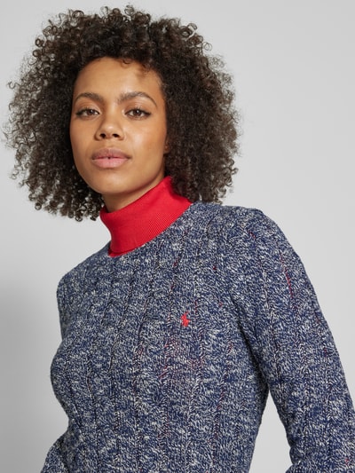 Polo Ralph Lauren Strickpullover mit Zopfmuster Modell 'RAGG JULIE' Anthrazit Melange 3