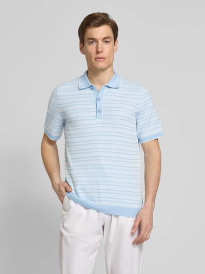 Cinque Regular Fit Poloshirt mit gerippten Abschlüssen Modell 'Flavius' Hellblau 4