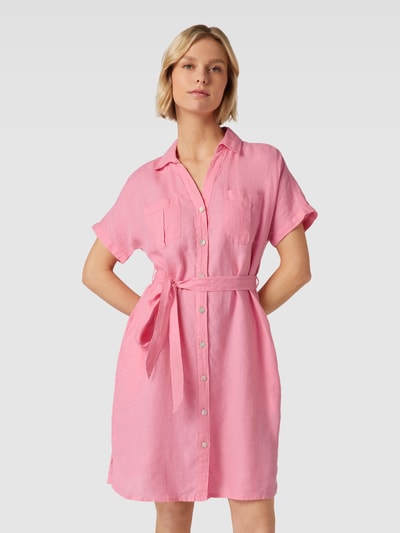 Christian Berg Woman Hemdblusenkleid aus Leinen mit Bindegürtel Pink 4