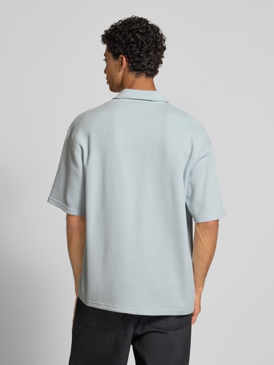 Pegador Oversized Poloshirt mit Strukturmuster Hellblau 5