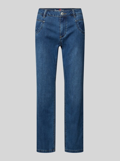 Produktfoto, Straight Fit Jeans mit Eingrifftaschen von Buena Vista in Blau, Baumwoll-Mix mit Stretch-Anteil, Cropped, klare Nähte, glatte Textur