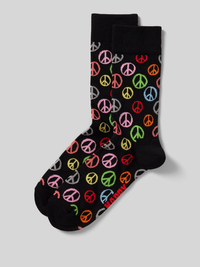 Happy Socks Socken mit Motiv-Stitching Modell 'Peace' Black 3