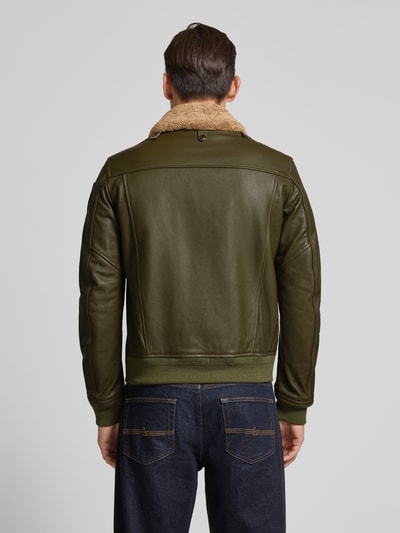 Blauer Usa Lederjacke mit Pattentaschen Modell 'CHEITON' Oliv 5