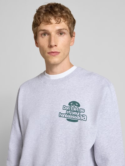 Edwin Sweatshirt mit Statement-Print Modell 'TAKUNI' Hellgrau Melange 3