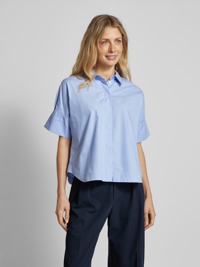 Stefanel Bluse mit Kentkragen Hellblau Melange 4