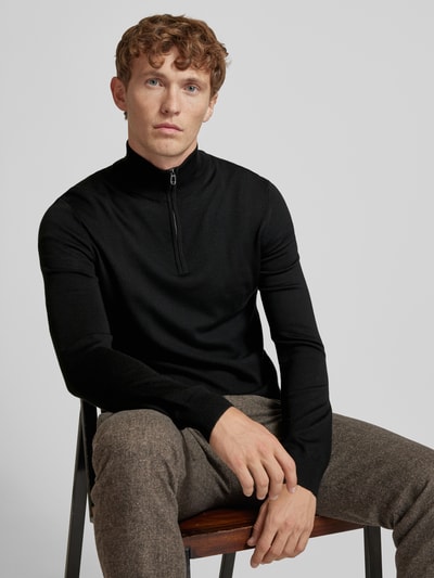 JOOP! Collection Sweter z dzianiny z kołnierzem model ‘Dario’ Czarny 3