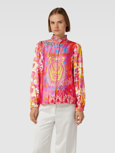 miss goodlife Blouse van viscose met all-over motief, model 'GOOD VIBES SUN' Oranje - 4