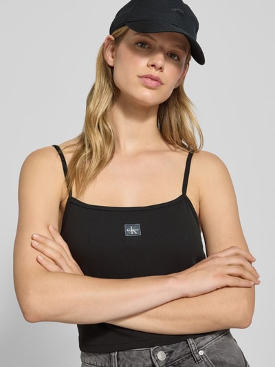Calvin Klein Jeans Top krótki z detalem z logo Czarny 3