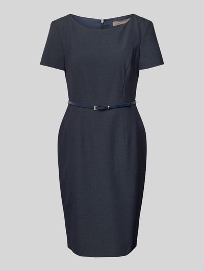 Christian Berg Woman Selection Knielange kokerjurk met fijn motief Marineblauw - 2