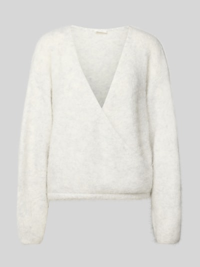 American Vintage Strickpullover mit V-Ausschnitt Modell 'NUNY' Hellgrau Melange 2