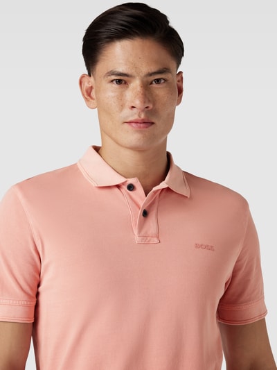 BOSS Orange Slim fit poloshirt met labeldetail, model 'Prime' Lichtrood - 3