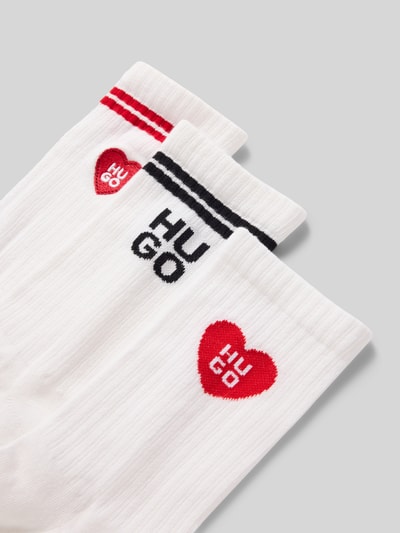 HUGO Sokken van katoenmix in een set van 3 paar, model 'LOVE YOU' Offwhite - 2