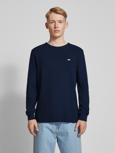 Tommy Jeans Slim Fit Longsleeve mit Label-Stitching Marine 4