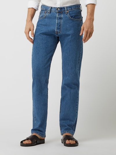 Levi's® Straight Fit Jeans mit Label-Detail Modell '501' Jeansblau 4